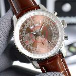 Breitling 43*14.1MM Etc.7751 Movement Steel Cowhide Leather Watch Strap Brown Watch